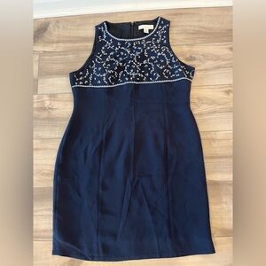 Petite Sophisticate Collectibles Sleeveless Dress Size 12 Waist 35" Navy Lined
